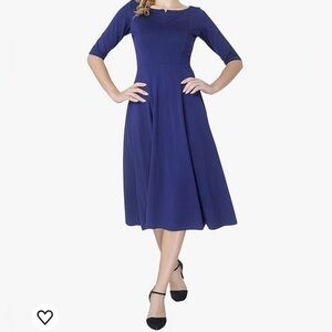 Navy A-line dress (fit and flare)